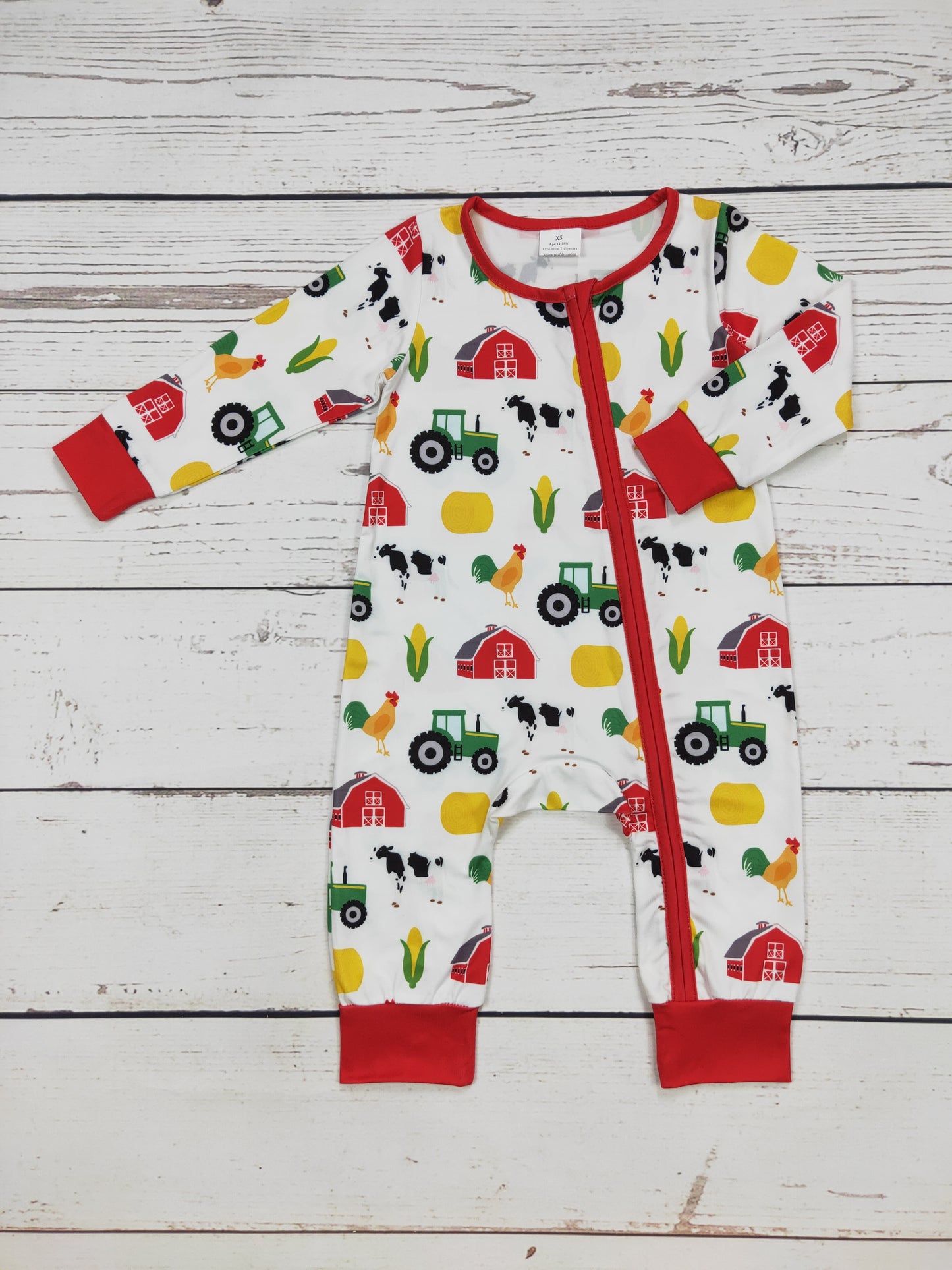 Baby Farm Animals Zip Romper