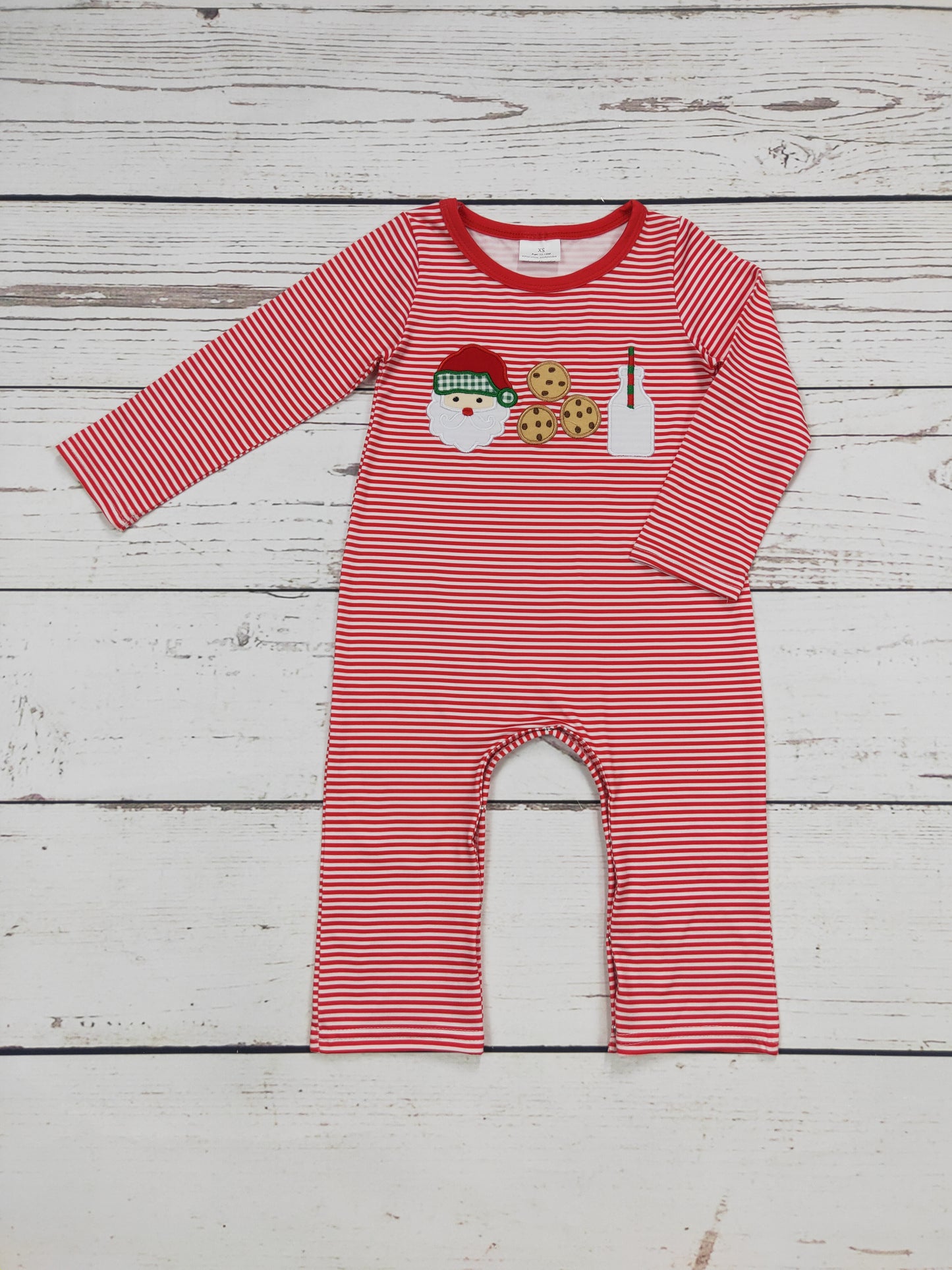 Santa's Milk & Cookies Appliqué Boy Romper