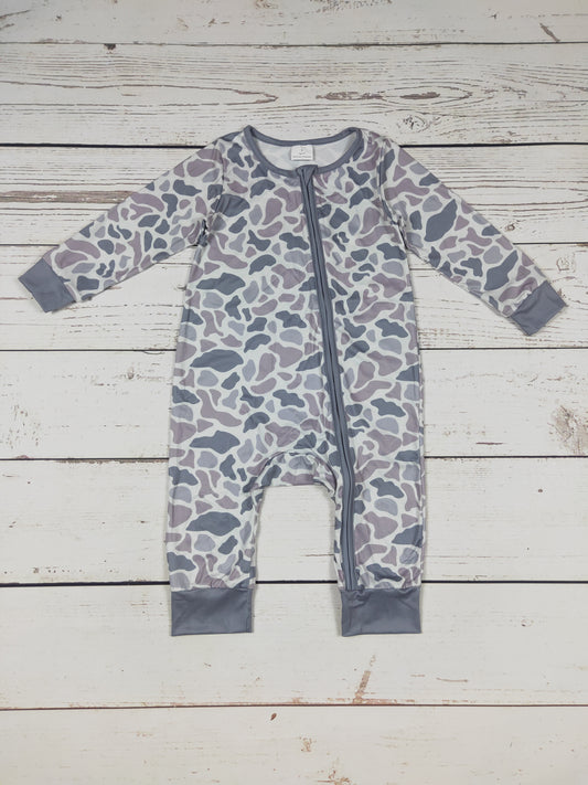 Baby Kids Camouflage Print Zip Romper