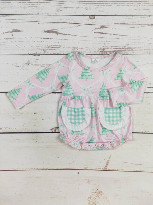 Baby Pink Christmas Tree Print Bubble