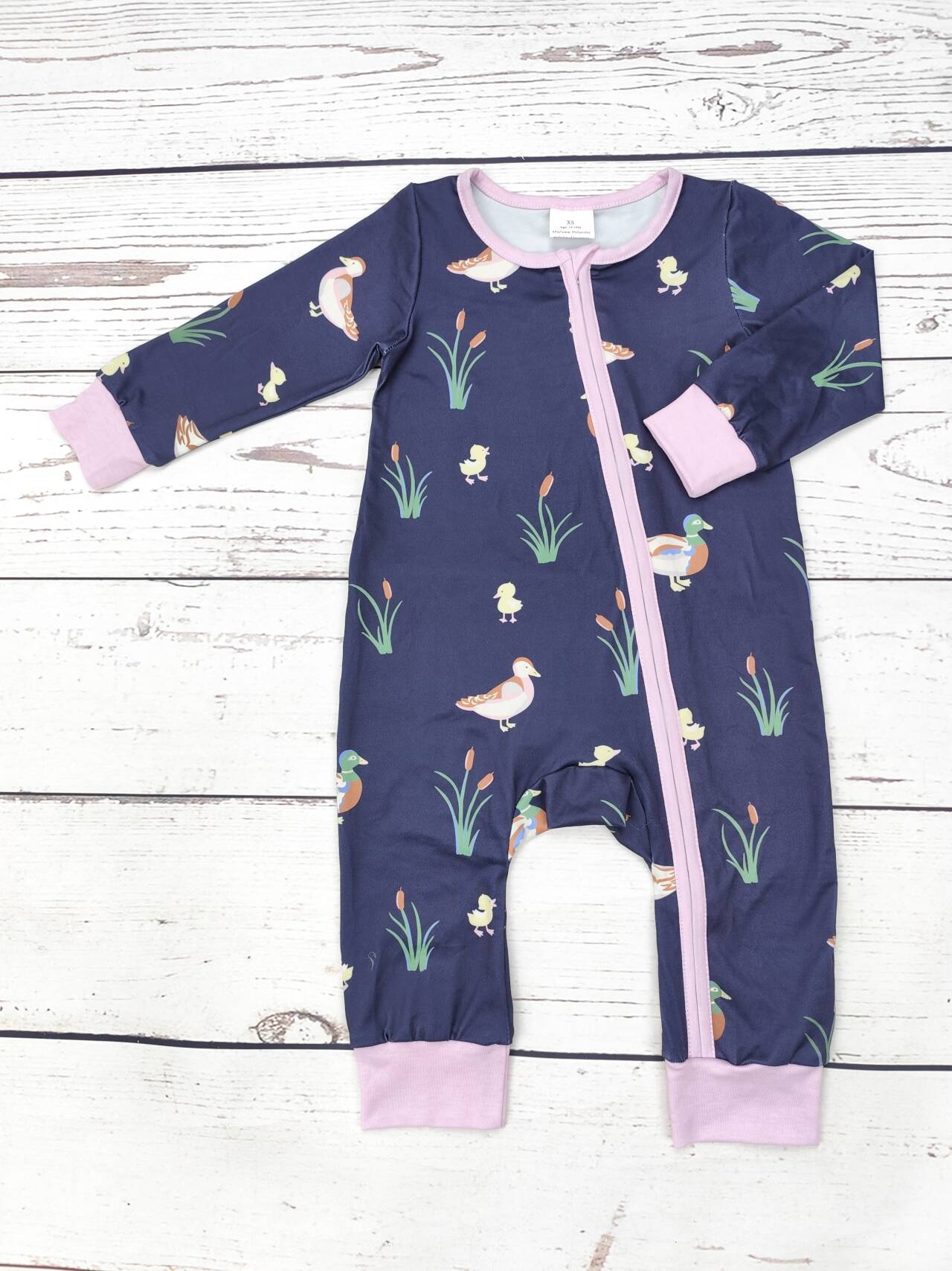 Baby Girl Duck Print Zip Sleeper