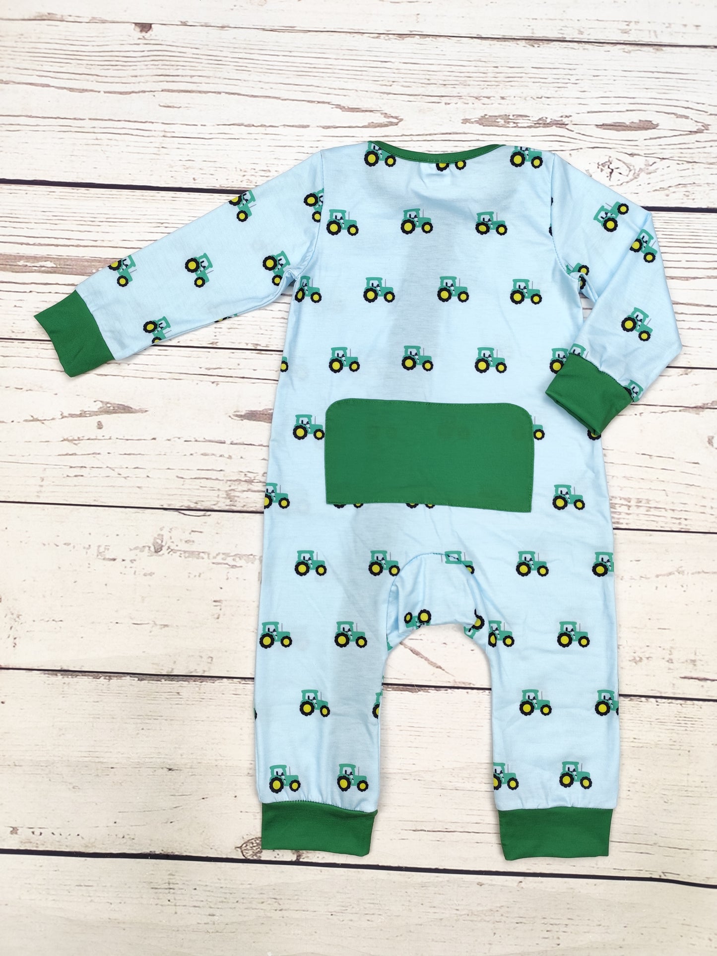 Boy Tractor Print Bamboo Zip Sleeper
