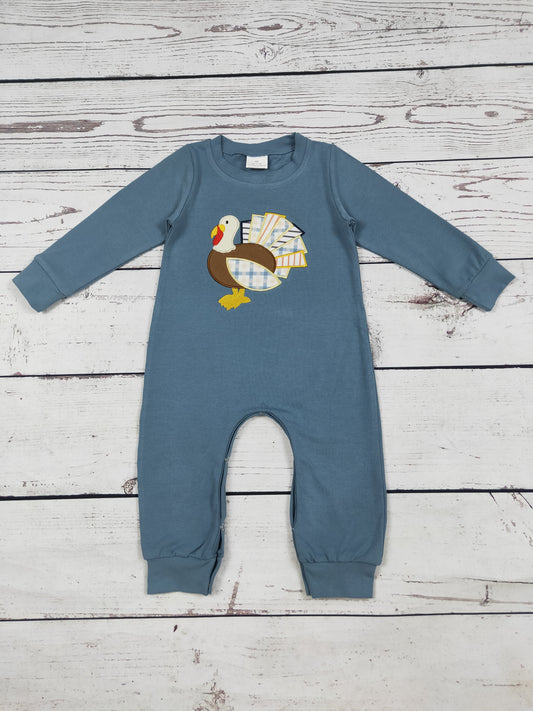 Baby Boy Turkey Appliqué Thanksgiving Day Romper