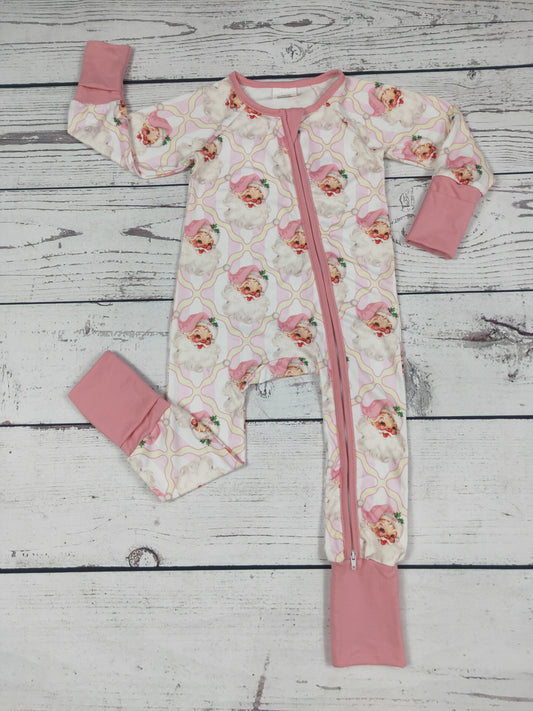 Baby Girl Santa Printed Christmas Zippy Sleeper