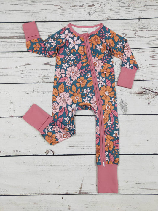 Flower Printed Baby Girl Zippy