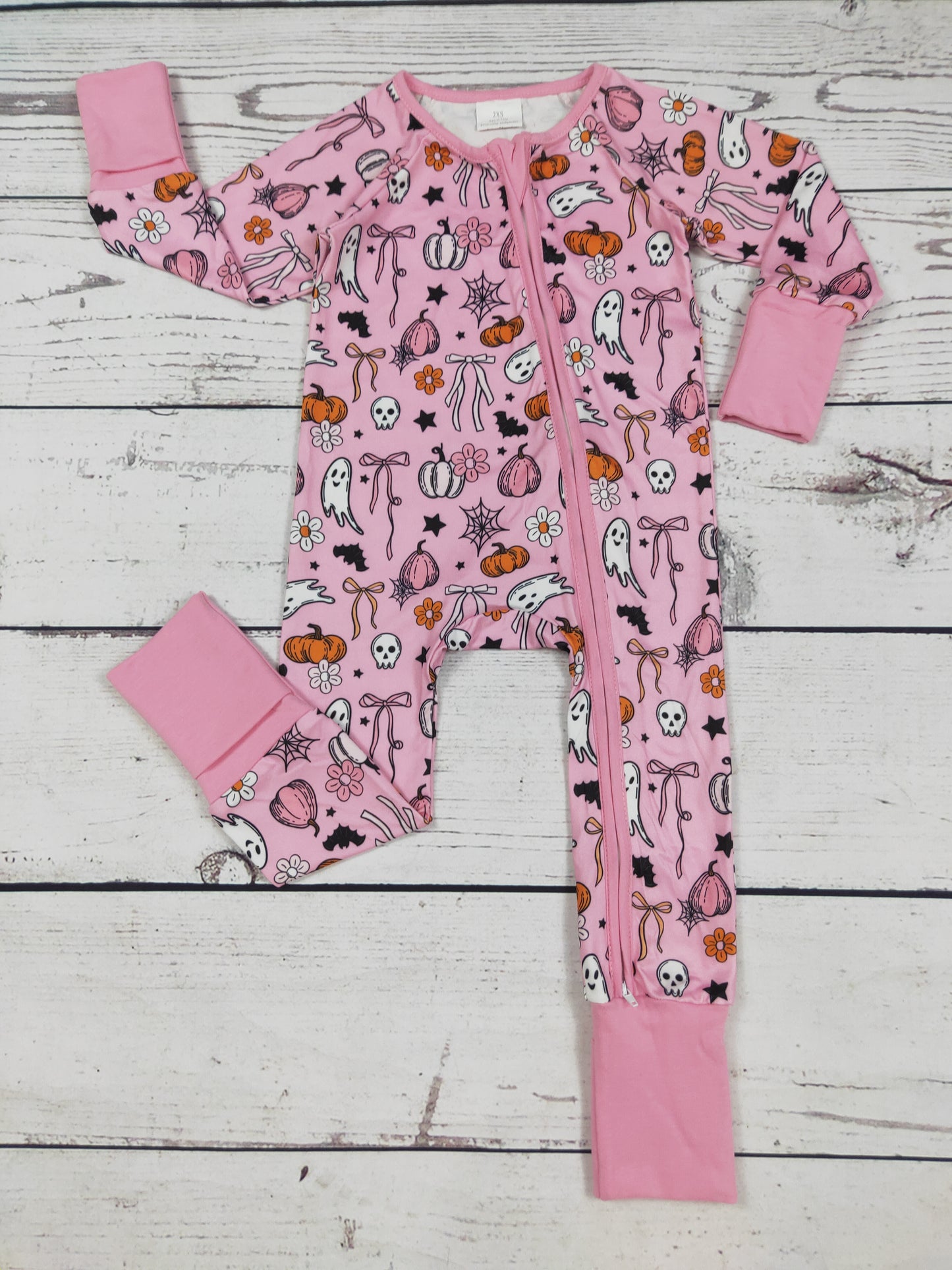 Baby Girl Bow Printed Halloween Zipper Sleeper