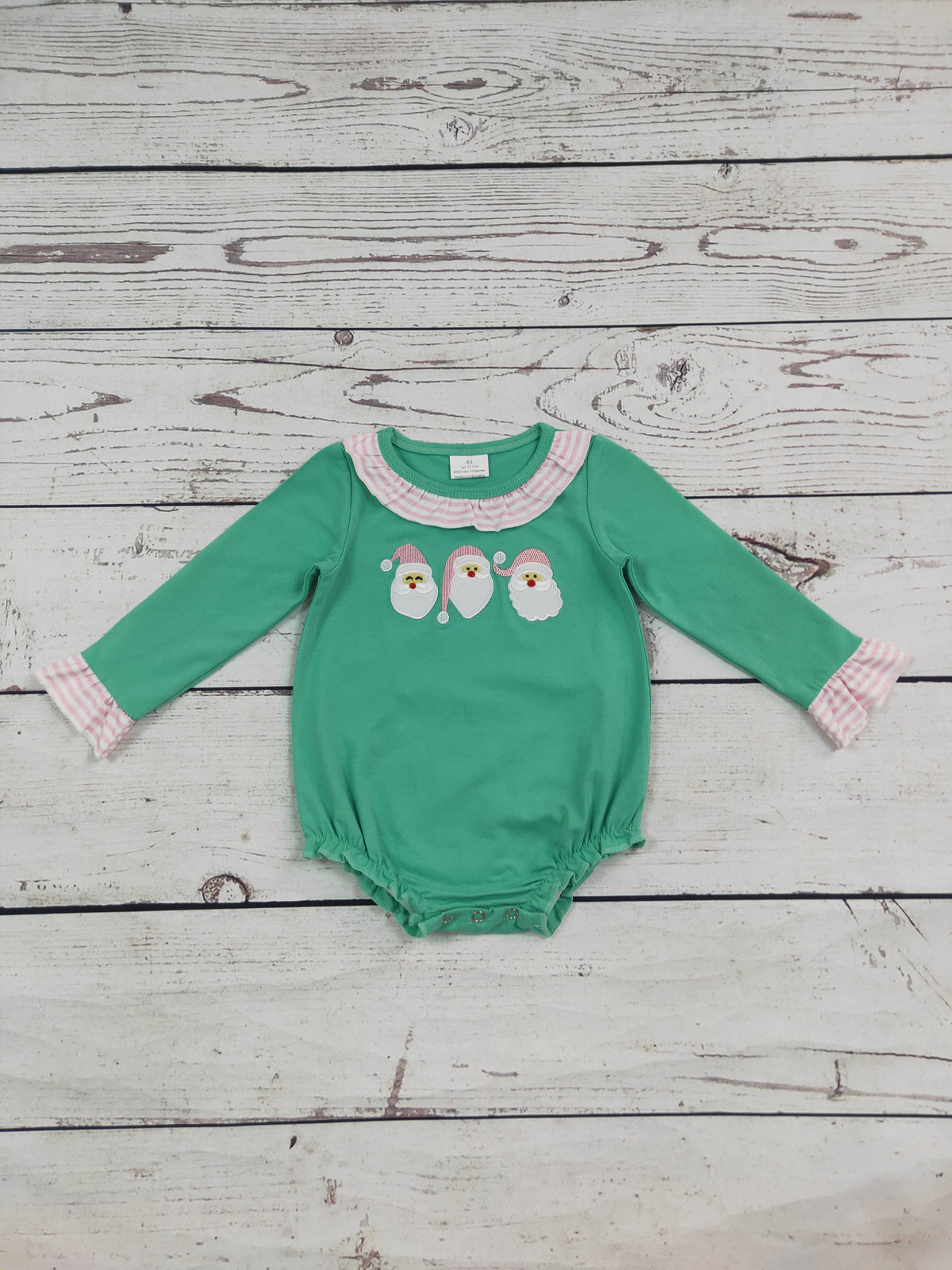 Baby Girl Santa Claus Appliqué Christmas Bubble
