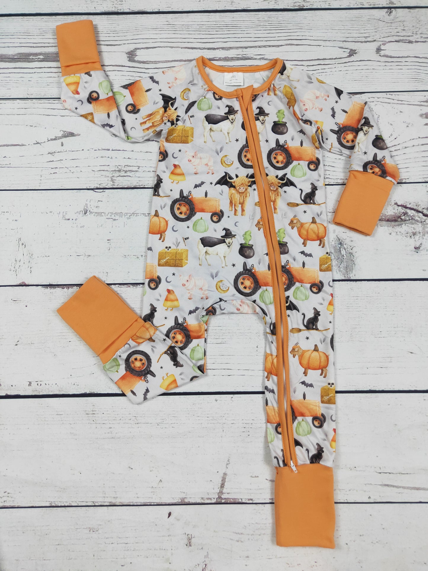 Baby Kids Farm Printed Halloween Zipper Sleeper