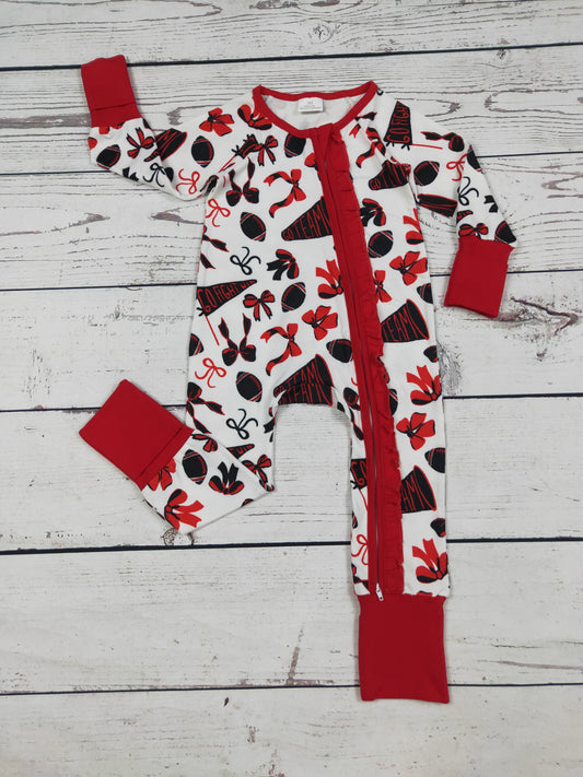 Red Bow Printed Baby Girls Zippy