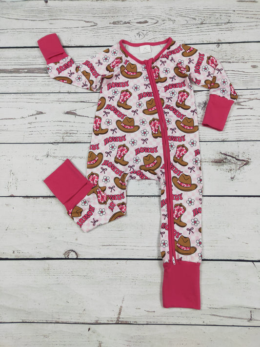 Baby Girls Western Bow Printed Sleeper