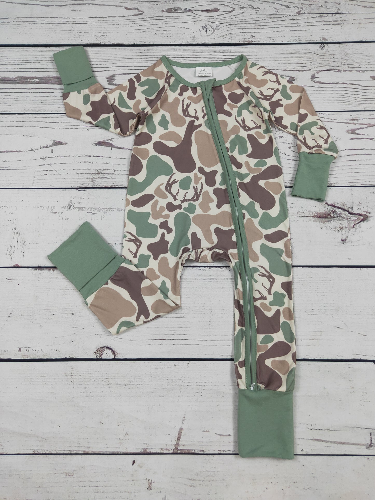 Deer Hunting Camouflage Printed Baby Boy Zippy