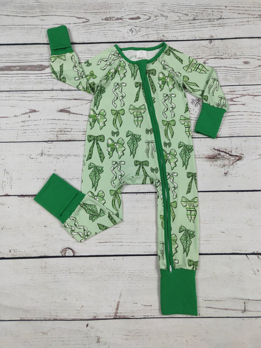 Baby Girl Bow Printed St Patrick's Day Sleeper