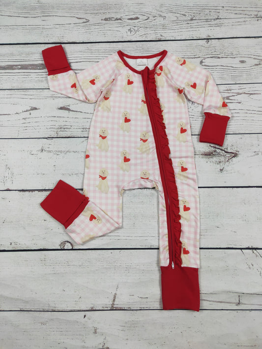 Baby Girls Puppy Printed Valentine's Day Sleeper