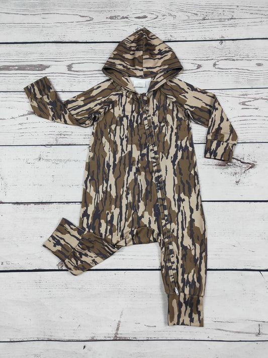 Baby Kids Camouflage Printed Romper With Zipper