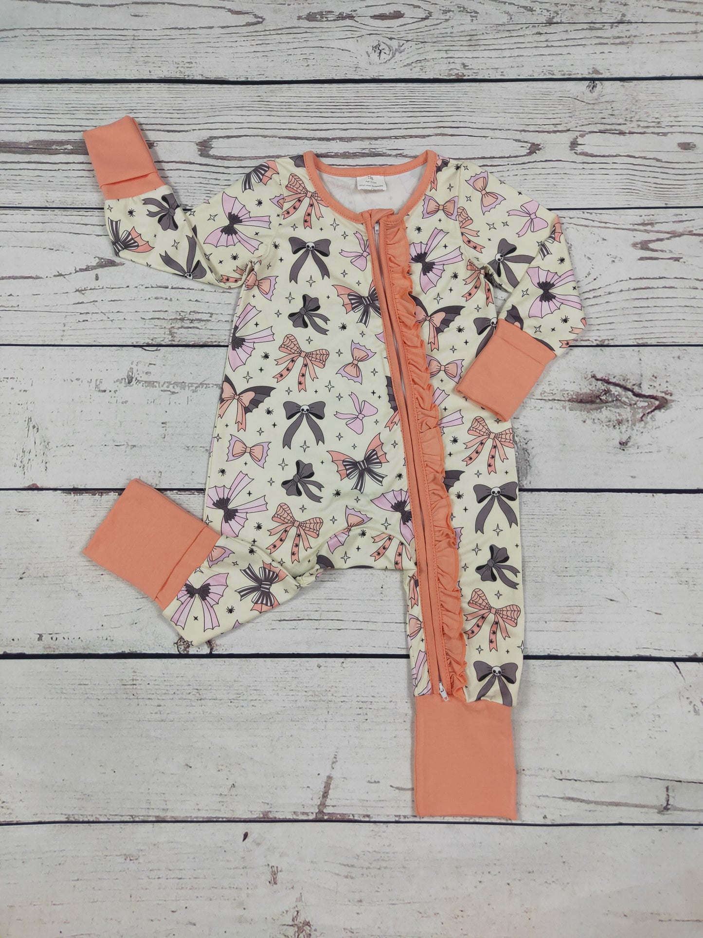 Baby Girls Bow Printed Halloween Zipper Sleeper