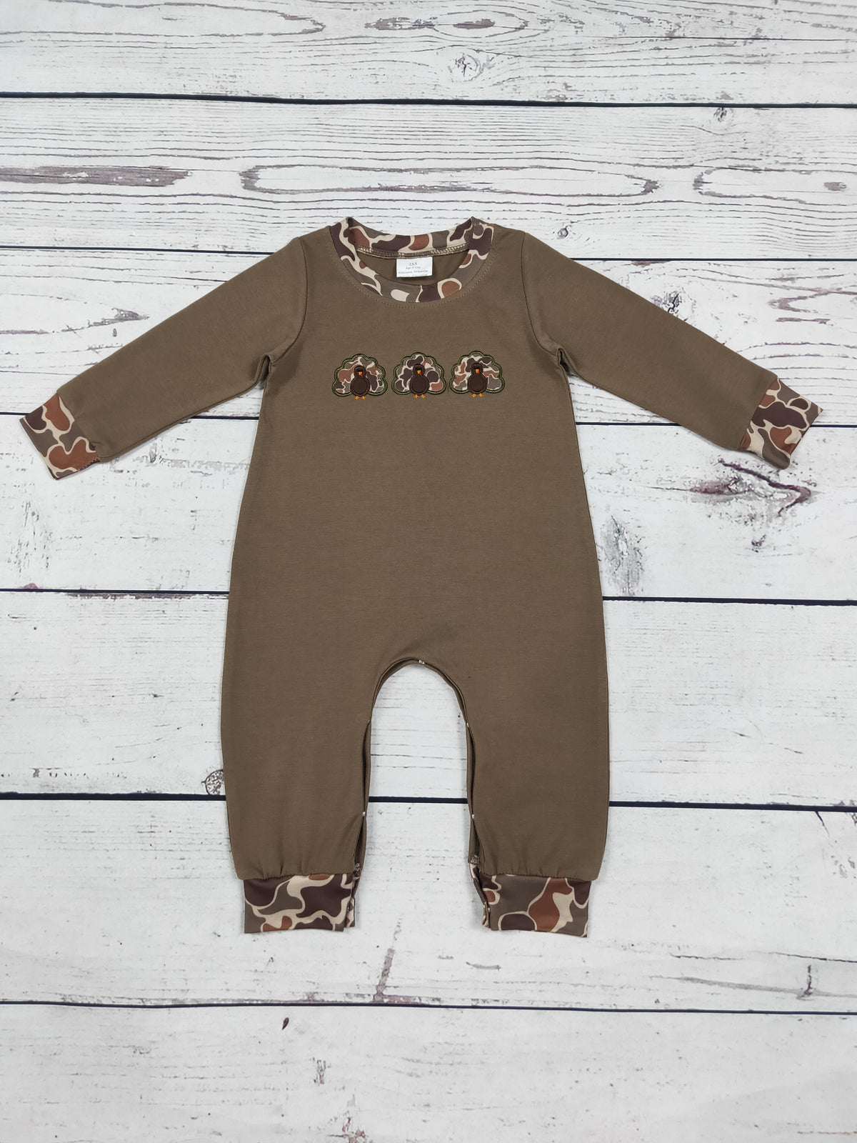 Camouflage Appliqué Baby Boy Thanksgiving Romper