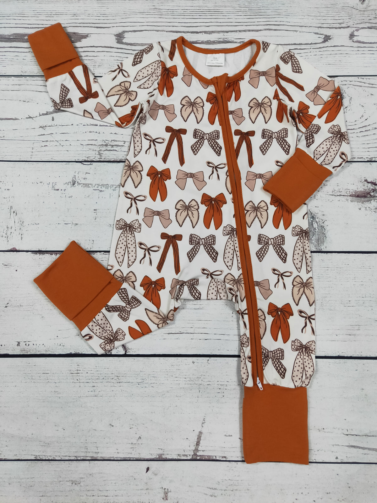 Baby Girls Bow Printed Fall Zipper Sleeper