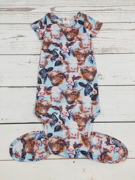 Cows Printed Infant Babygown