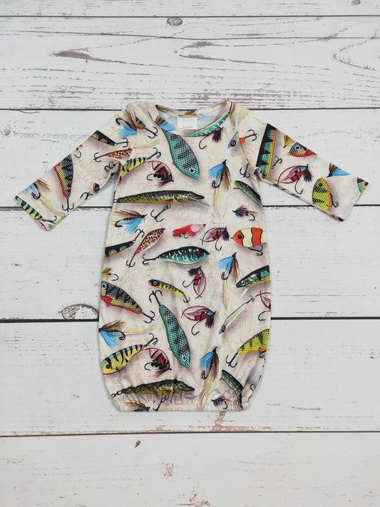 Fishing Printed Infant Babygown