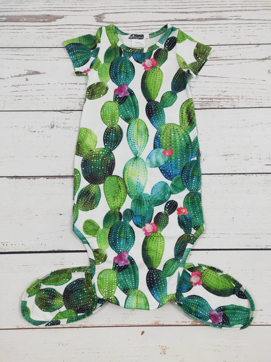 Green Cactus Printed Infant Babygown