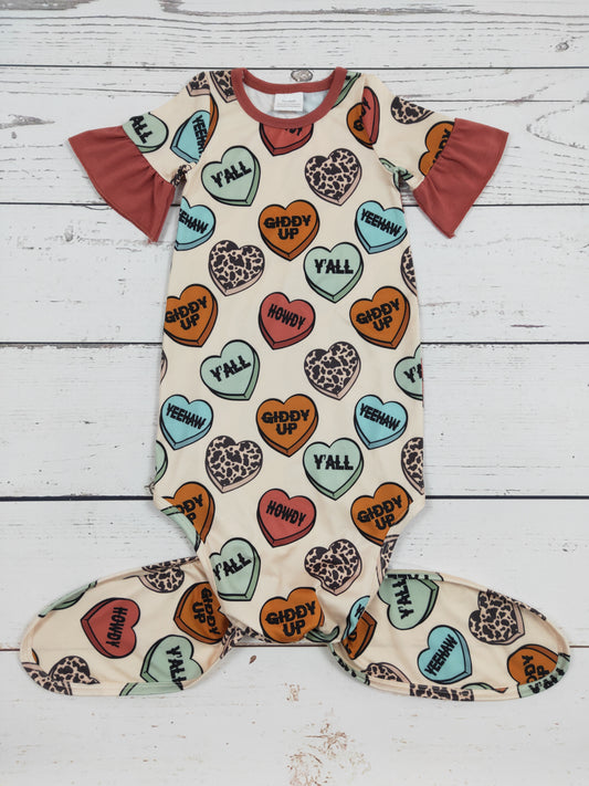 Giddy Up Heart Printed Infant Babygown