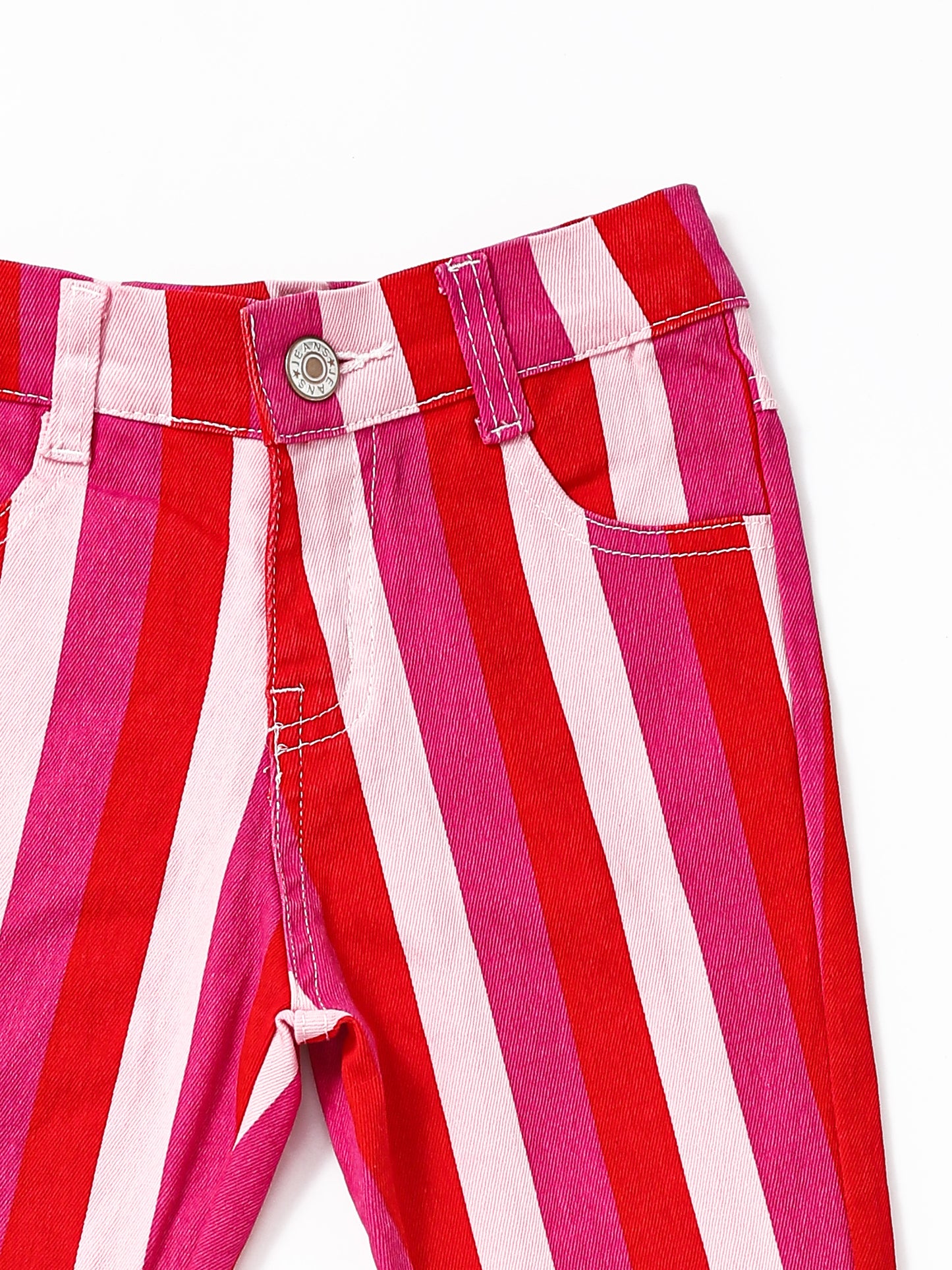 Red Hot Pink Stripe Girls Valentine's Day Flare Jeans