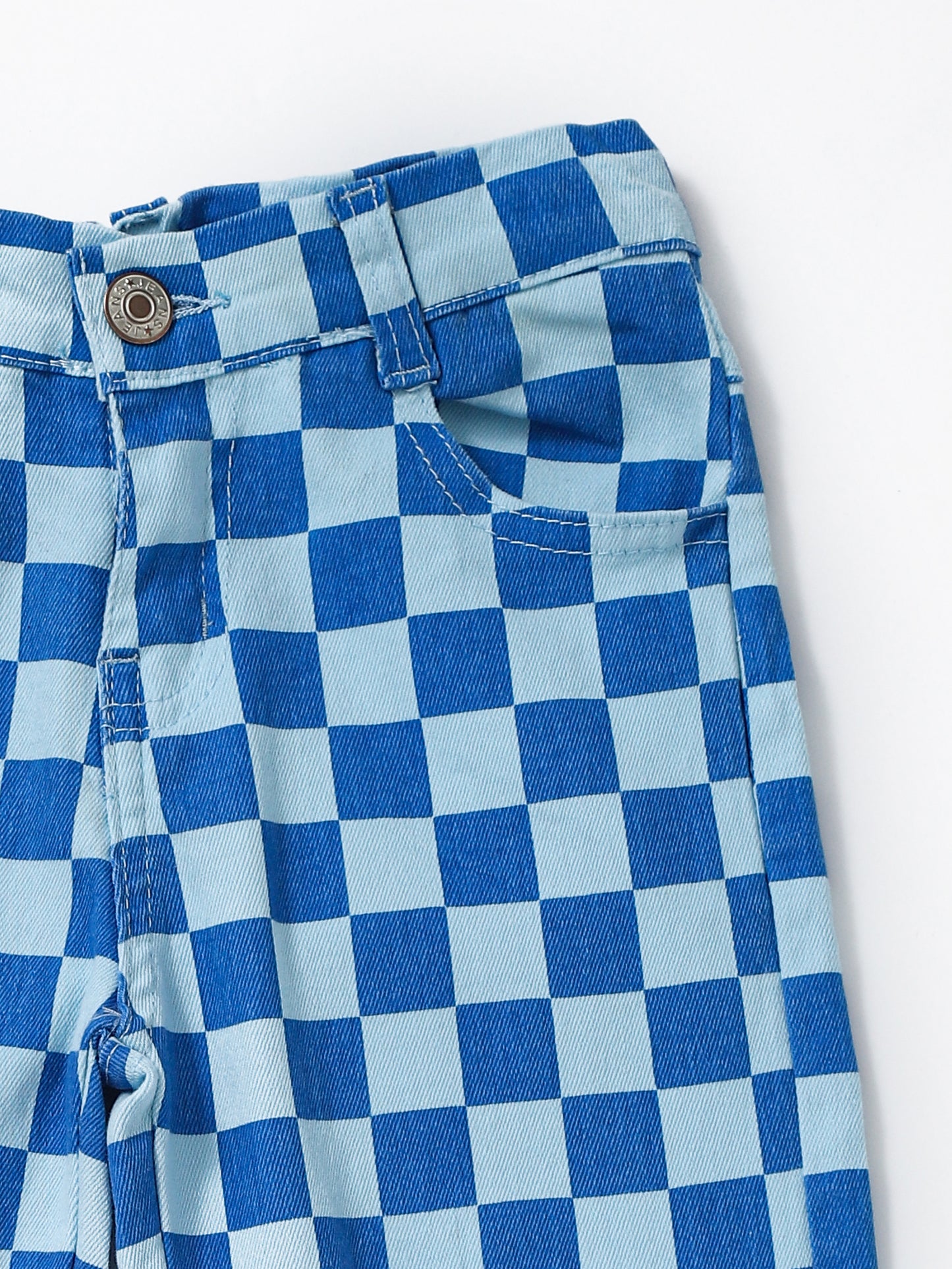 Blue Checkered Boys Jeans