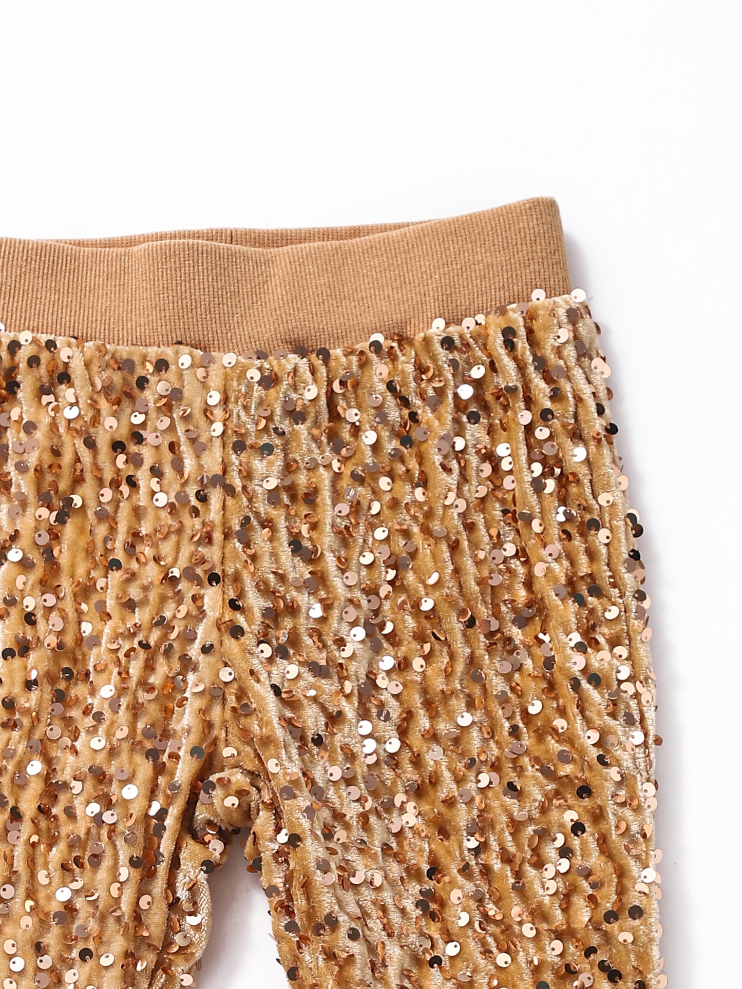 Girls Gold Sequin Flare Pants