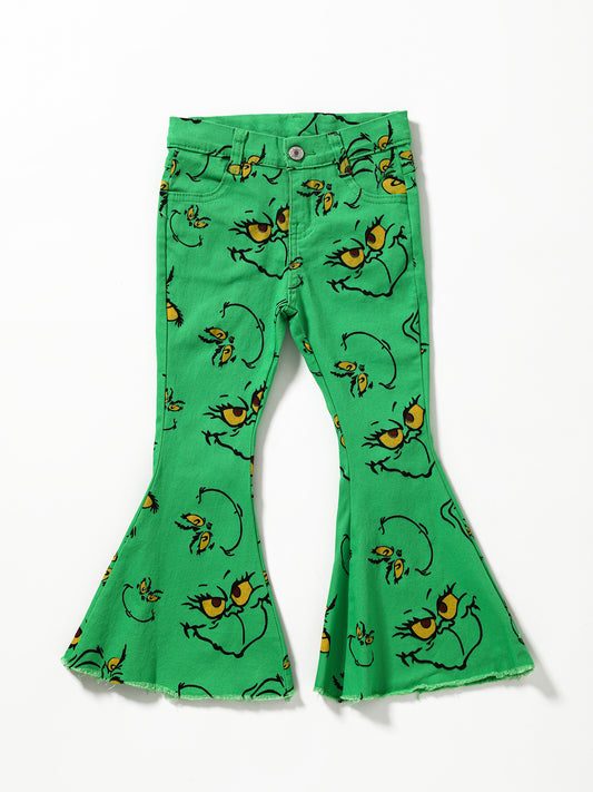 Green Girls Christmas Flare Jeans