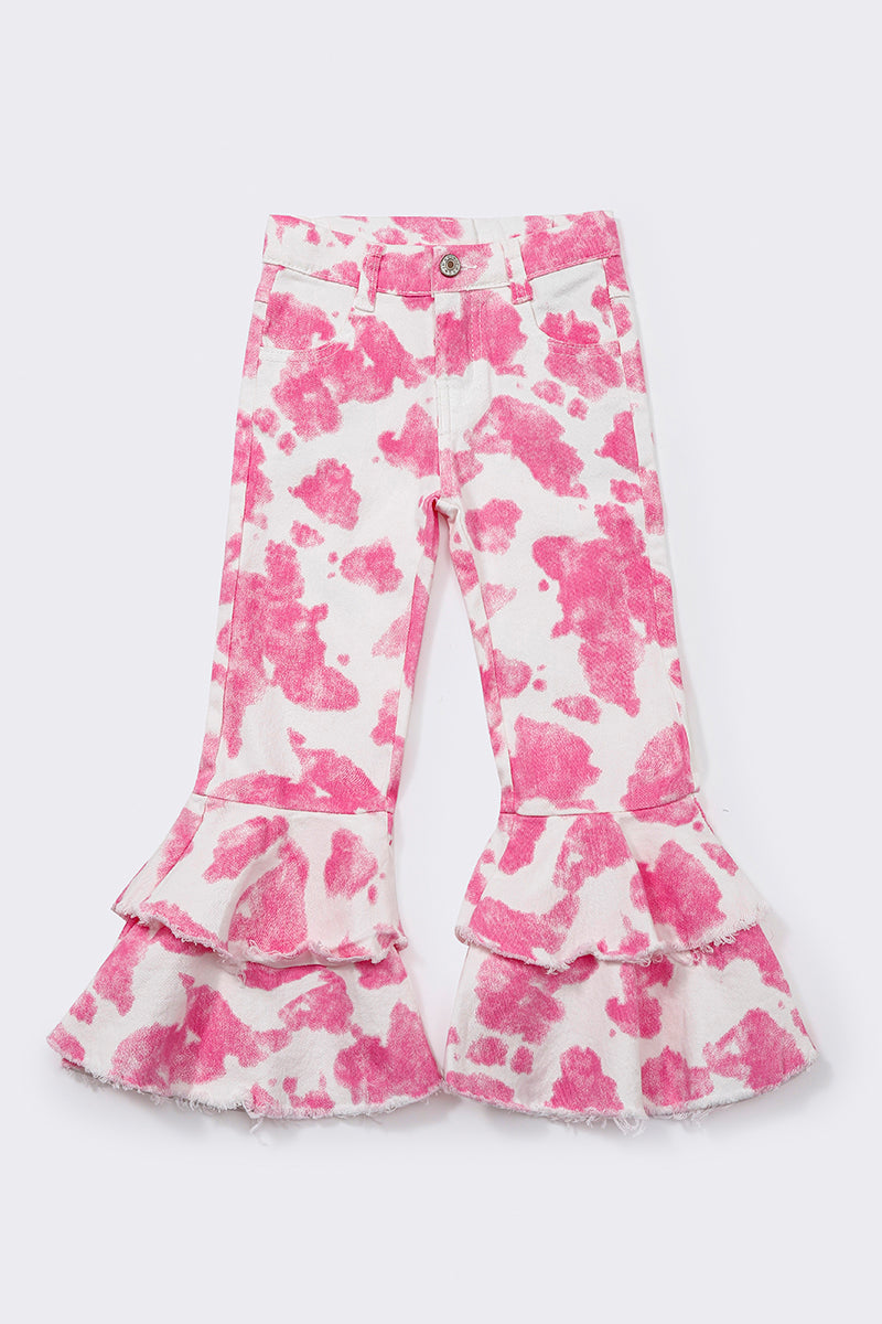 Kids Pink Tie Dye Bell Bottom Jeans