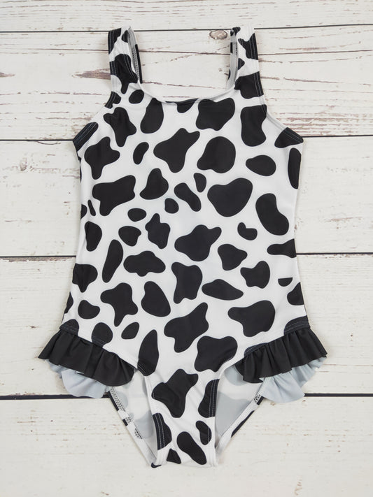 Cow Printed One Piece Girls Summer Swimsuit