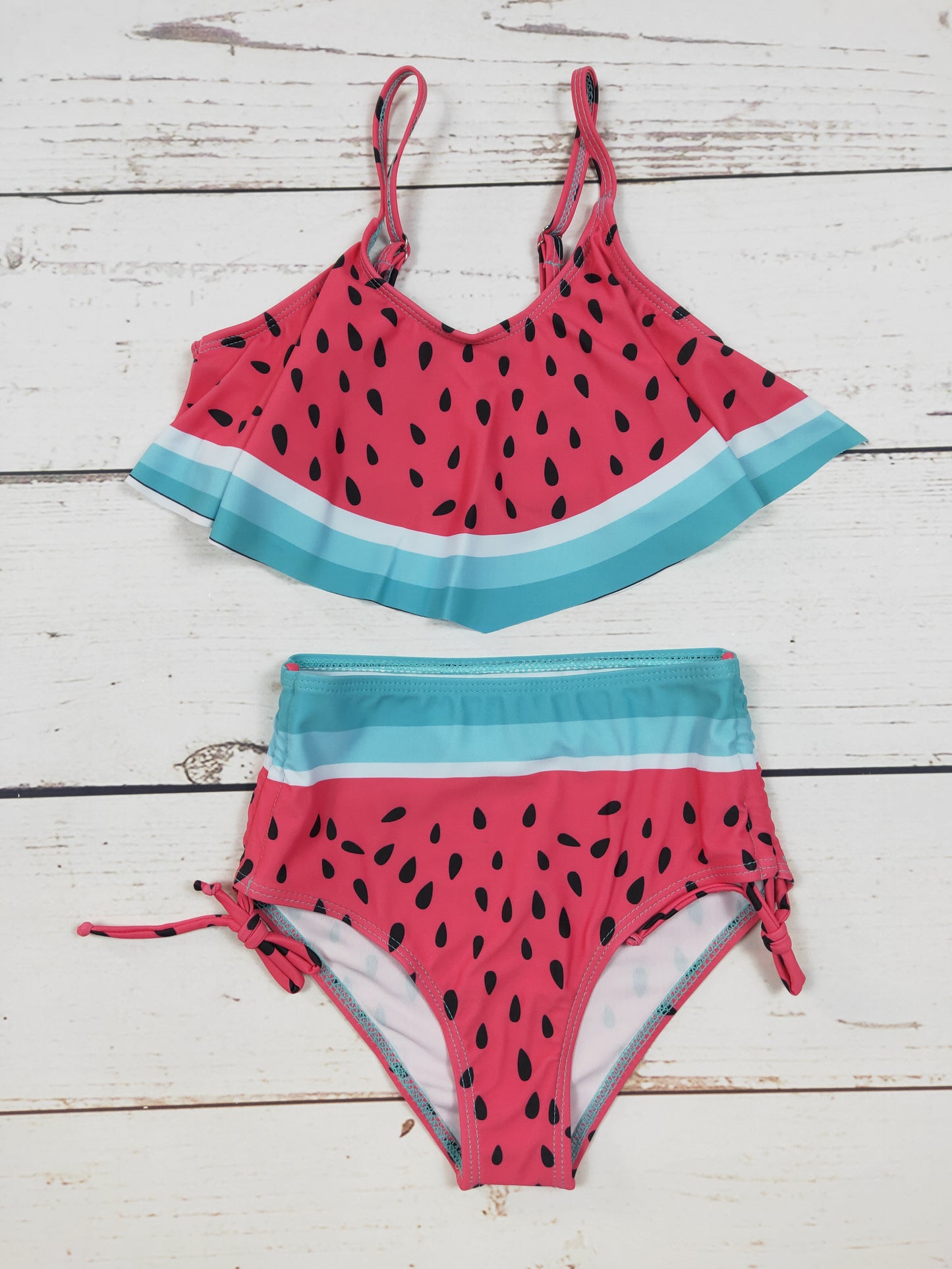 Watermelon Printed Two Piece Girls Summer Swim Set