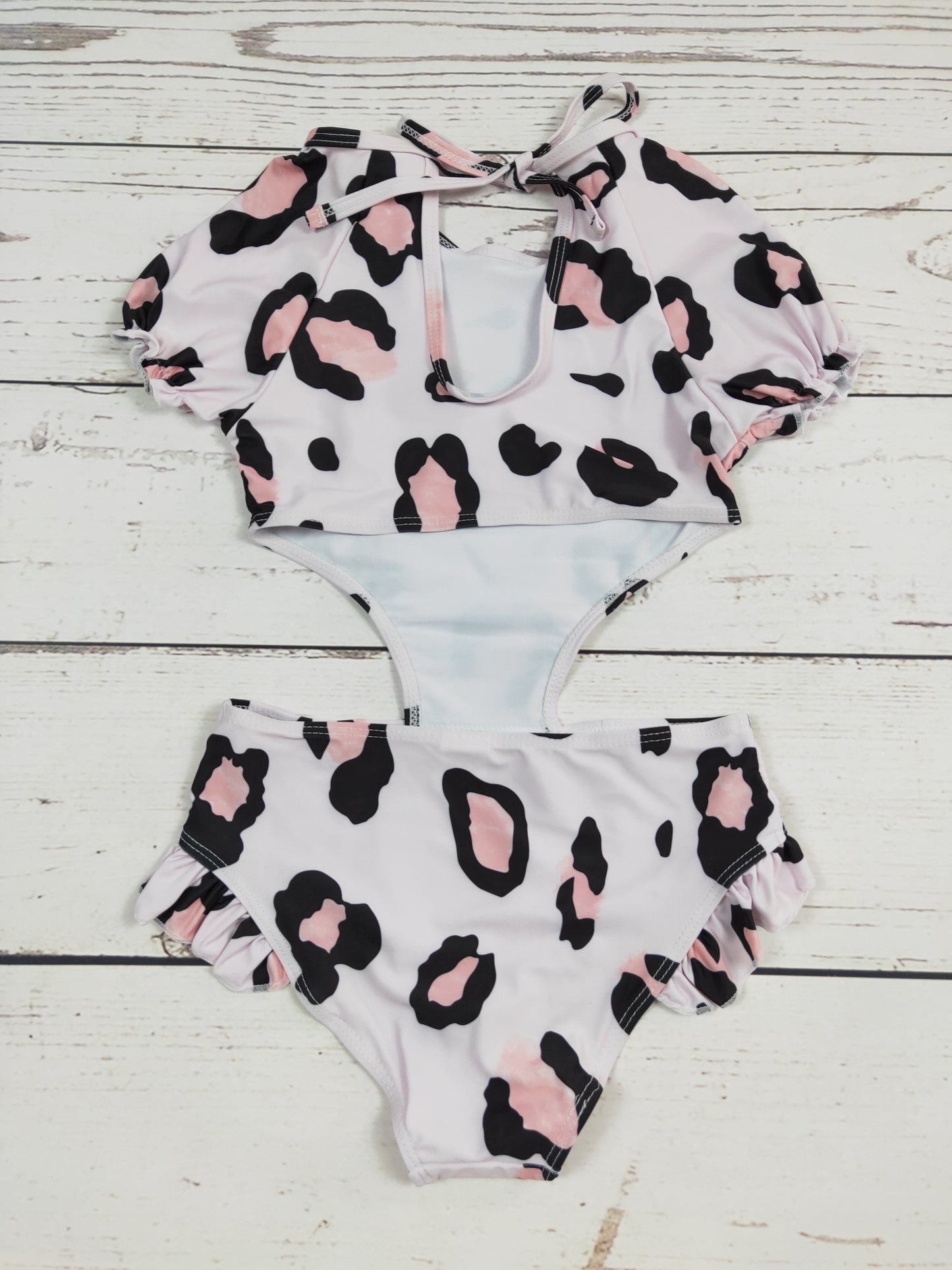 Cheetah Printed One Piece Girls Summer Swimwear