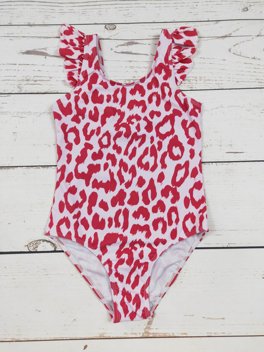 Pink Cheetah Printed Girls Summer Swimwear