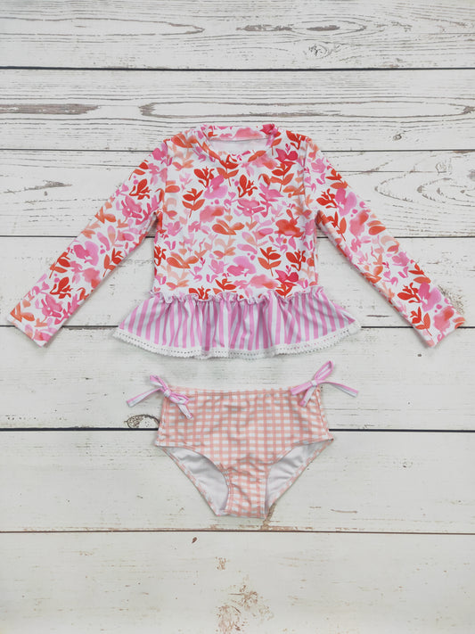Baby Girls Floral Printed Two Piece Summer Swimwear