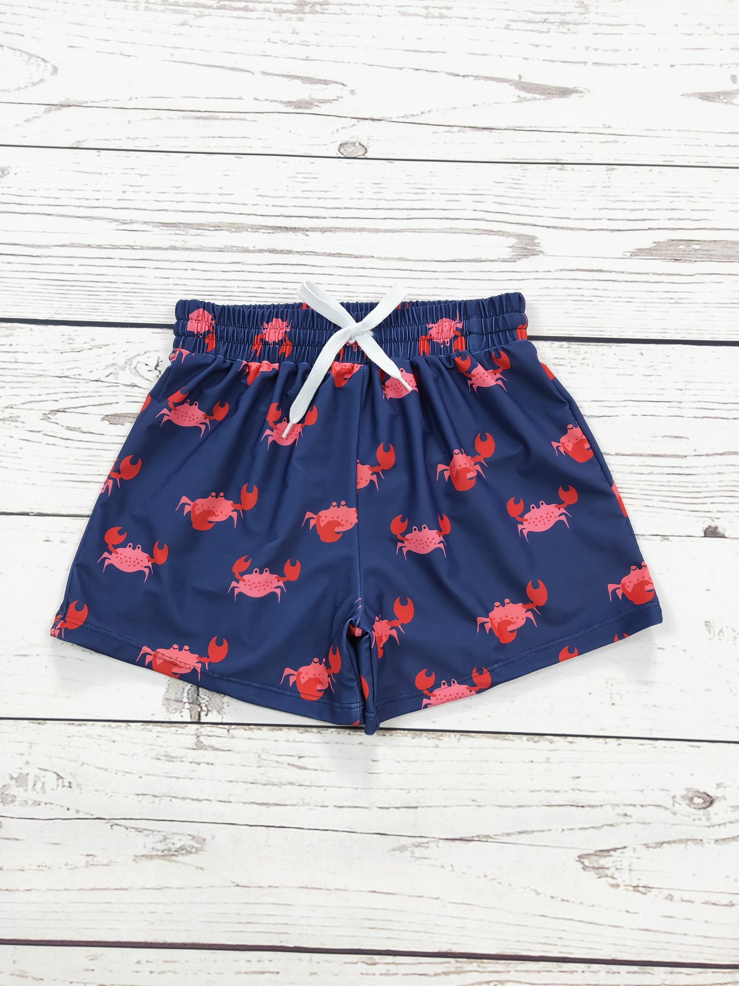 Red Crab Printed Boys Summer Swim Shorts