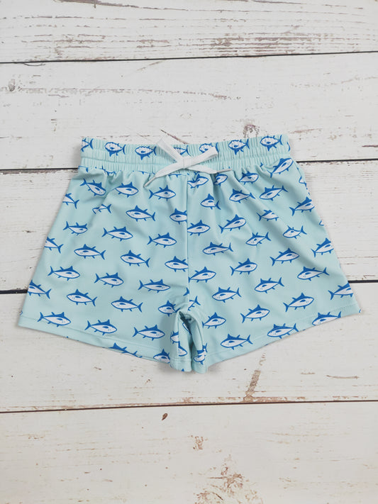 Boys Whale Printed Summer Swim Shorts