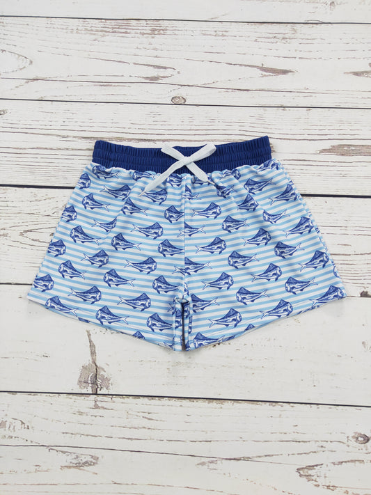 Fish Printed Boys Summer Swim Shorts