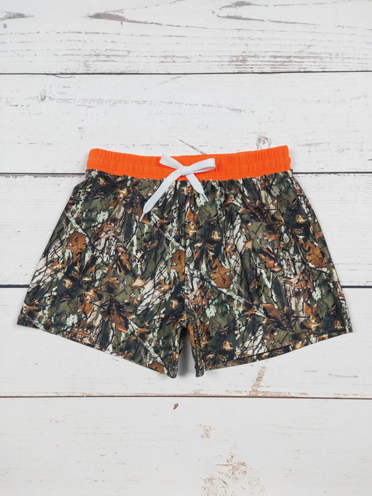 Camouflage Swim Shorts With Orange
