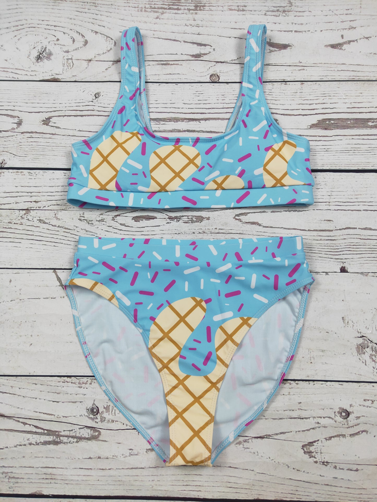 Ice Cream Drip Printed Women Two Piece Bikini Set