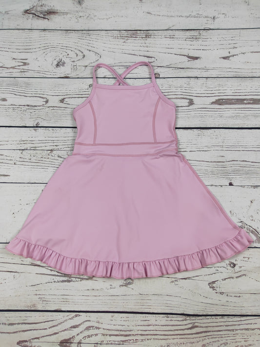 Pink Girls Athletic Dress with Ruffle