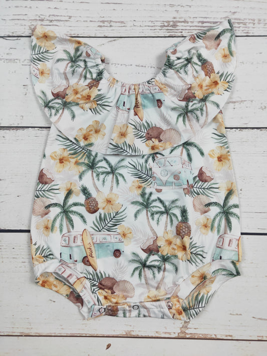 Pineapple Ccoconut Girls Summer Romper With Ruffle