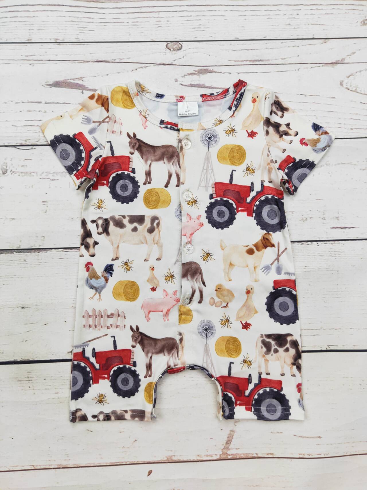 Baby Kids Farm Printed Romper