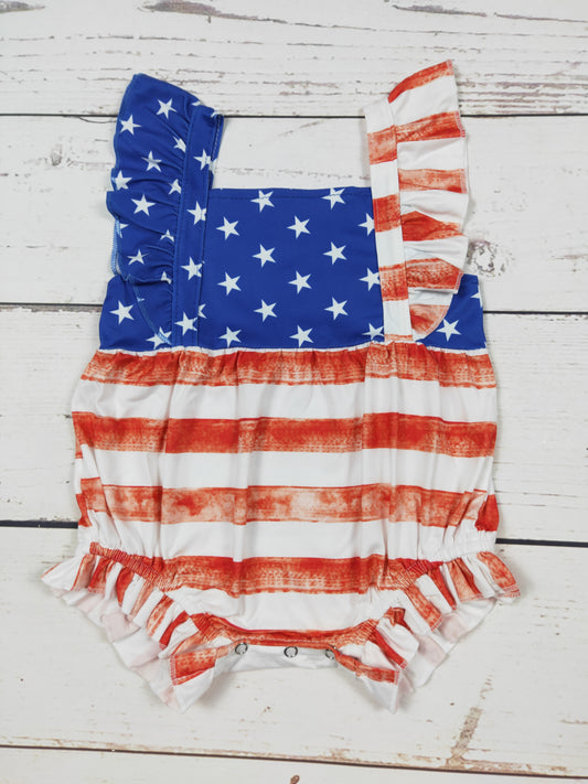 Stars And Stripes Baby Print Fourth of July Bubble