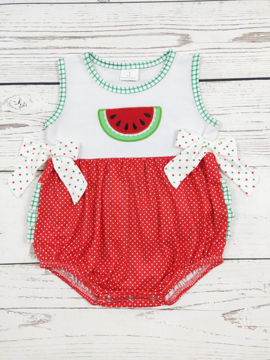 Baby Girls Watermelon Appliqué Summer Romper