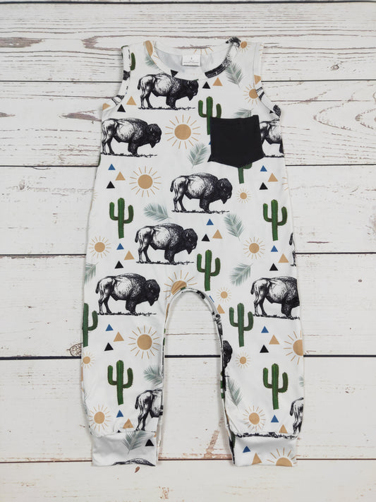 Cows Cactus Baby Boys Romper With Pocket