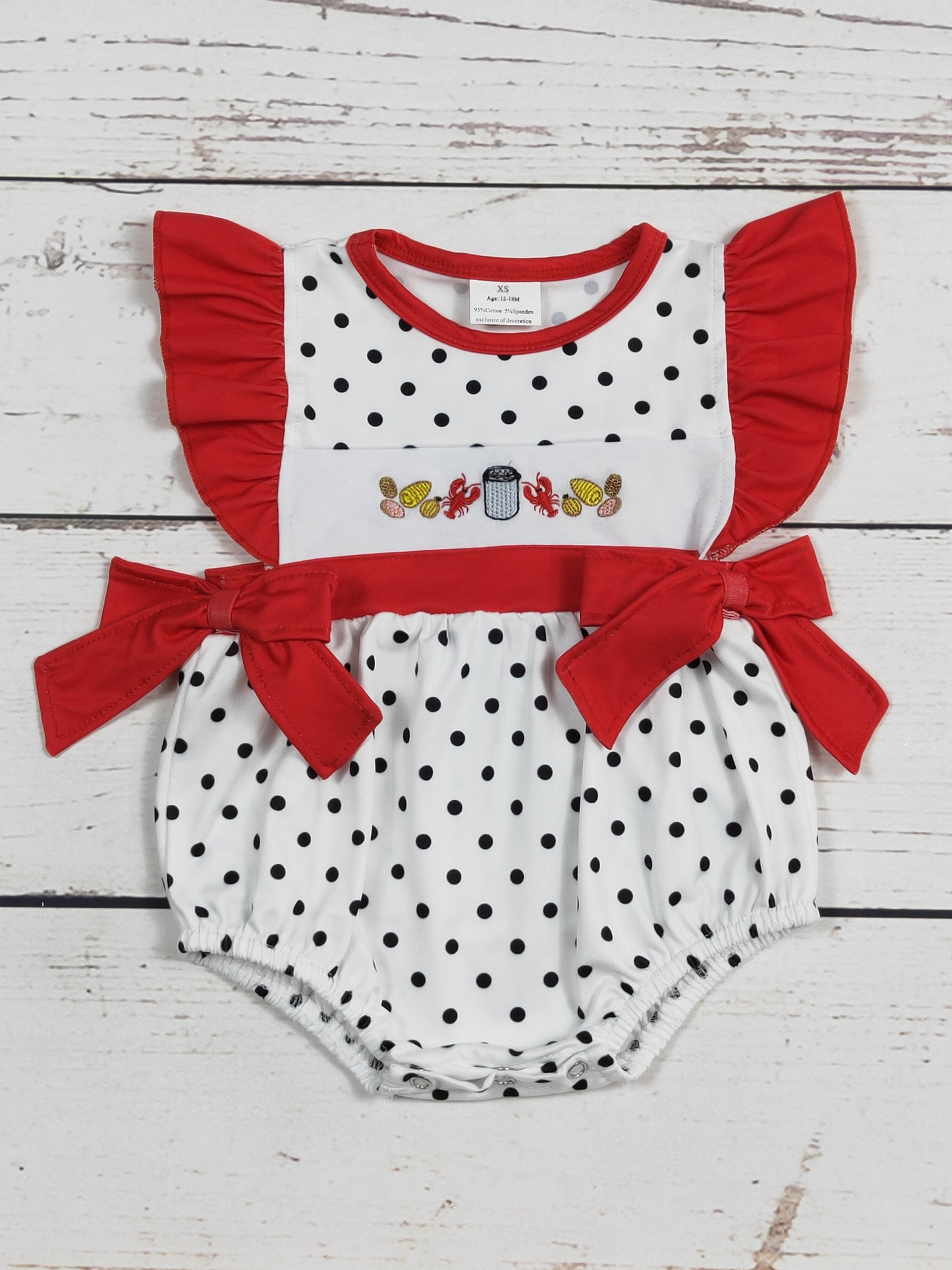 Baby Girl Crawfish Appliqué Bubble Sassy kids palace