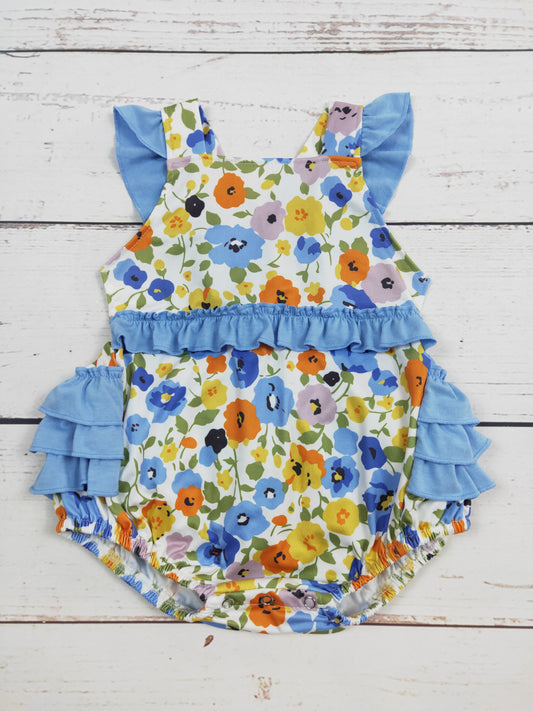 Floral Ruffle Baby Girl Bubble