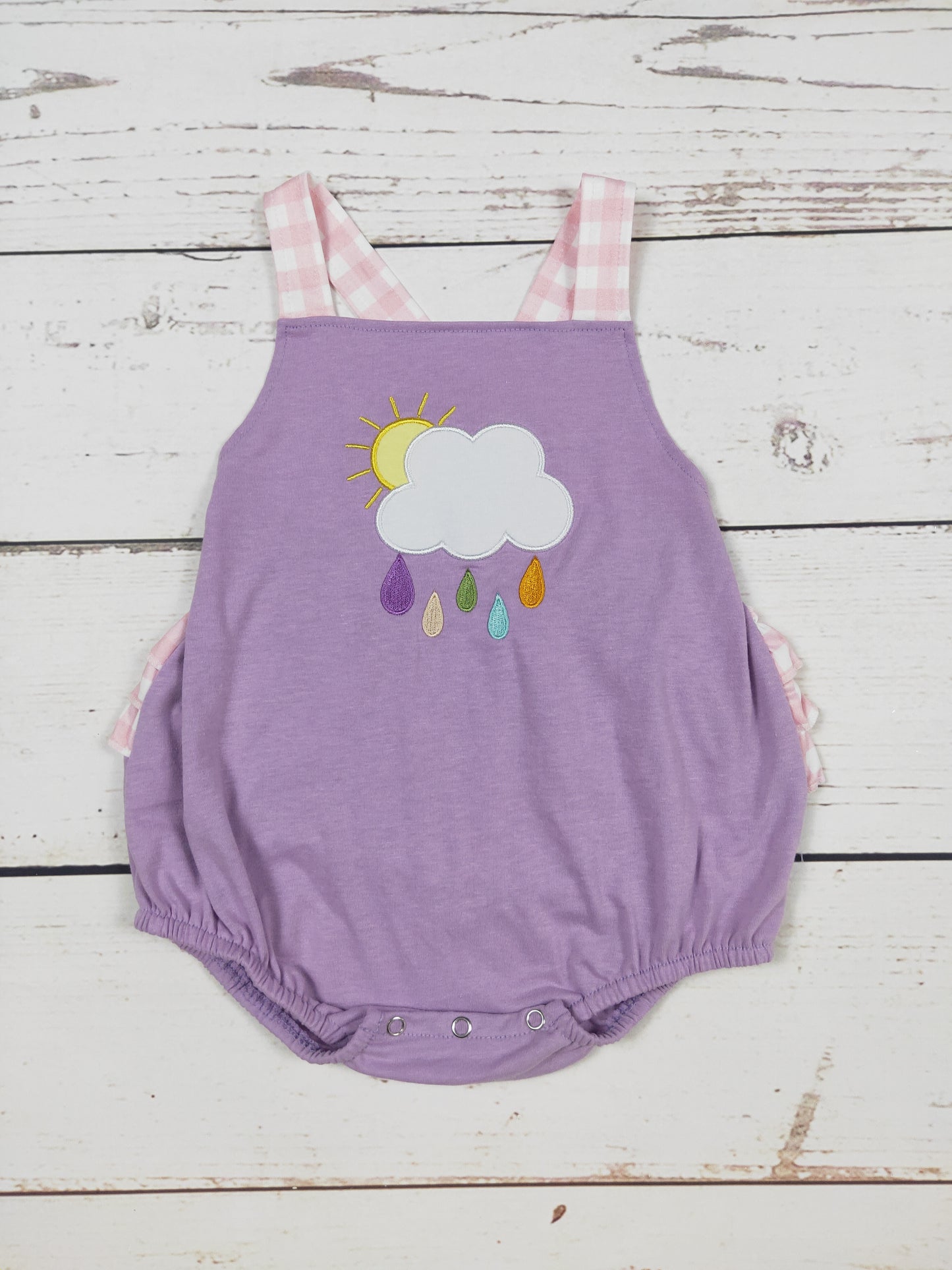 Baby Girl Rain Cloud Appliqué Romper