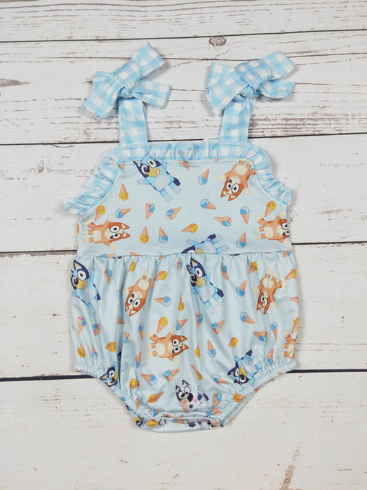 Blue Checkered Character Baby Bubble